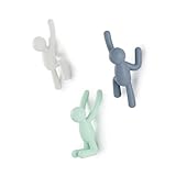 Umbra Buddy Haken - Dekorative Wandhaken Garderobe für Jacken, Schals, Taschen, Rucksäcke, Handtücher und Mehr, 3er-Set, Farb