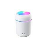 Bunter Cool Mini Cute Luftbefeuchter USB 300ml Tragbar mit 7 Farben 2 Nebelmodus Ultra Leise Geeignet für Zuhause Auto Schlafzimmer Büro und Reisen (Weiß)