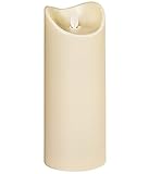 Dehner Outdoor-Kerze mit LED-Beleuchtung, Ø 8.9 cm, Höhe 22.8 cm, Kunststoff, creme