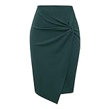 Damenröcke, einfarbig, Hüftrock, Bleistiftrock in klassischer Mode, kurzer Rock im professionellen Stil, professionelle Kleidung (Grün, S)