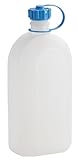 hünersdorff Kunststoffflasche / Trinkflasche / Vorratsflasche mit dichtem Schraubdeckel, Chemie- und Lebensmittelbeständig, 2 Liter, Made in Germany,Natur
