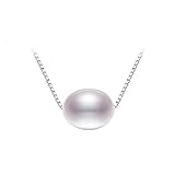 DJDEFK Perlen Ketten Echte natürliche Süßwasserperlen-Anhänger-Halskette für Frauen mit 925er Sterlingsilber-Kettenschmuck Halskette (Gem Color : Pink, Length : 40cm)