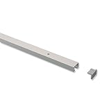 Interdeco Gardinenschienen vorgebohrt Silber-Grau 1-läufige Vorhangschienen aus Aluminium, Primax, 100