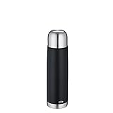 Cilio COLORE Thermoskanne mit Becher, 500ml, schwarz, rostfreier Edelstahl, auslaufsicher, Doppelwandsystem, Isolierflasche für unterwegs, Baby Thermosflasche