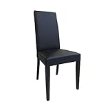 Dmora Klassischer Stuhl aus Holz und Kunstleder, für Esszimmer, Küche oder Wohnzimmer, Made in Italy, cm 46x55h99, Sitzhöhe cm 47, Farbe Schwarz