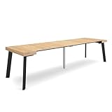 Skraut Home | Ausziehbarertisch | Multifunktionaler ausziehbarer | 300 | Für 14 Gäste | Hölzerne Beine | Moderner Stil | E