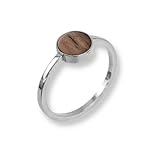 KERBHOLZ - Holzschmuck Damen - Circle Ring Silber - dünner Damen Schmuck Ring in silber - Edelstahlring mit echtem Holz - Schmuck Geschenk für Frauen (silber, M)