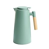 Thermoskanne Isolierkanne 1 Liter mit doppelwandigem Glas Kolben, Ideal als Kaffeekanne oder als Teekanne, für zu Hause oder im Büro(Color:Grün)