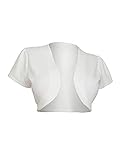 Damen Bolero Cardigan Kurzarm Cropped Bolero Cardigan Solid V Ausschnitt Open Front Crop Top Cardigan Mantel für Kleid, A-weiß, 5X-Large