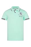 Camp David Herren Kurzarmpolo mit Streifen-Details Sun Aqua 4XL