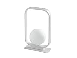 Elegante Tischleuchte Metall Weiß & Opalglas Kugel, 26