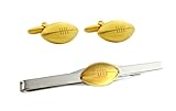 Manschettenknöpfe + Krawattenschieber american football SET- made in Germany + Geschenkbox