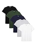 Lower East 5er Pack Herren T-Shirts mit Rundhalsausschnitt, Mehrfarbig (Weiß/Schwarz/Grau Melange/Dunkelblau/Grün), 3XL