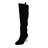 Overknee-Stiefel für Damen, Lange Damenstiefel, mit Fell gefütterte Winterstiefel, Damen, Vintage-Damenstiefel, Elegante Winterstiefel mit Blockabsatz, Plateau-Slipper-Stiefel, Bequeme S