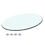 Runde Tischplatte aus gehärtetem Glas, 91,4 - 99 cm, klare polierte Kanten, modernes Design für den Innen- und Außenbereich, eleganter Möbelakzent, vielseitige Tischob