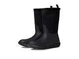 HUNTER Insulated Roll Top Logo Vegan Shearling Womens Boots 40-41 EU Black White Willow