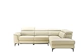 Kabs Polsterwelt Ecksofa Leonora II 271 x 217 x 98 cm cremeweiß Ottomane rechts Sofa mit Relaxfunktion, Moderne Couch mit Kopfteilverstellung Eckcouch mit Lederbezug auf hochwertigem Federkern