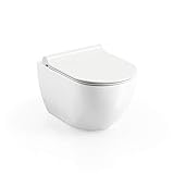 Design Hänge WC RimOff | Spülrandlose Toilette | Wand-WC-Set | inkl. WC Sitz Slim mit SoftClose | WC Uni Chrome RimOff inkl. WC Sitz | RAVAK