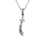 925 Sterling Silber Anhänger Schwert Kilic Zülfikar Hz Ali Aleviten Alevi Imam rhodiniert + Veneziakette 0,8mm 45cm / Unisex / 130