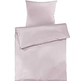Pure Label Mako Satin Bettwäsche rosa 135 x 200 cm mit Kissenbezug 80 x 80 cm aus 100% Baumwolle - Traumhaft weiches Mako Satin Bettwäsche Set in Uni