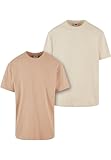 Urban Classics Herren T-Shirt Heavy Oversized Tee 2-Pack, 2er Pack Oversized T-Shirt für Männer, aus Jerseystoff, unionbeige+sand, L