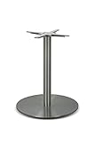 Premium Edelstahl Tischgestell rund | DUBLINO PD7086inox | Inox, satiniert, matt | Höhe: 72 cm | Gewicht: ca 26 kg | Esstisch Säule mit Bodenplatte Ø 60 cm