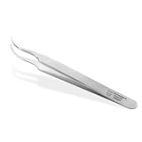 OTTO HERDER Zeckenpinzette, feine Edelstahl Pinzette Zecken Zeckenzange, 11,5 cm, mit gebogener Spitze, Splitterpinzette für H