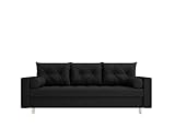 ALTDECOR Wohnzimmer Couch mit Schlaffunktion mit DL-Automatik, Polstercouch rückenecht gepolstert, ideal als Gästebett - 236x90x88 cm Schwarz