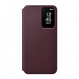 Samsung Clear View Smartphone Cover EF-ZS901 für Galaxy S22, Flip Cover, Handy-Hülle, extra-dünn, stoßfest, Schutz Case, Dunkelrot