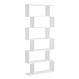 HOMCOM Bücherregal Wandregal Raumteiler mit 6 Fächern Standregal Aktenregal Weiß L80 x B23 x H192 cm
