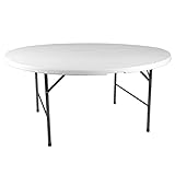 Partytisch rund 160 x 75 cm klappbar weiß B-Ware Gartentisch bis 8 Personen 24 kg Klapptisch mit kleineren Mängeln pflegeleicht robust Gartentisch Tragegriff