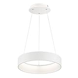 Wofi LED Pendelleuchte dimmbar Hoehenverstellbar Esstischlampe hängend LED Modern Hängelampe Ring weiß, Metall, 31,5W 2500Lm warmweiß, DxH 45x150 cm, 11489