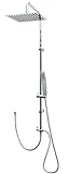 Duschgarnitur Edelstahl mit Regenwalddusche zwei verstellbare Wandhalter Chrom Duschstange Shower Set