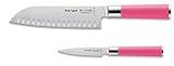 F. DICK Pink Spirit Messer-Set 2-tlg. (Officemesser Santoku Messer Klingen 9 cm + 18 cm, Küchenmesser aus hochlegiertem Edelstahl, Klinge lasergeprüft, X55CrMo14 Stahl, Griff Kunststoff) 8 1797 000-79