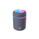 Bunter Mini Cute Luftbefeuchter USB 300ml Tragbar mit 7 Farben 2 Nebelmodus Ultra Leise Geeignet für Zuhause Auto Schlafzimmer Büro und Reisen (Grau)