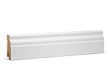 KGM Hamburger Sockelleiste ECO Altberliner Profil – Weiß folierte MDF Fußbodenleiste Kurzlänge – Maße: 2200 x 19 x 60 mm – 1 Stück