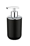 WENKO Seifenspender Brasil, nachfüllbarer Seifendosierer für Badezimmer und Küche, aus bruchsicherem Kunststoff, BPA-frei, Fassungsvermögen: 320 ml, 7,3 x 16,5 x 9 cm, Schwarz