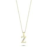 wish carat 14k (585) Yellow Gold Z Letter Pendant - Solid Gold Necklace for Women, Ladies, Mum, Friend, Sister, Girls, Wife, Best Jewellery Gifts for Valentine's Day, Birthday and Mother's Day