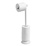 mDesign Toilettenpapierhalter ohne Bohren - Klorollenhalter fürs Badezimmer - Farbe: Weiß - Papierrollenhalter freistehend
