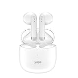 Yapa Pro Drahtlose Ohrhörer - Drahtlose Ohrhörer Kopfhörer mit Ladehülle Eingebautes Mikrofon-Headset - Premium Sound mit Deep Bass für den Laufsport - USB-C- Apple & Android (Weiß)