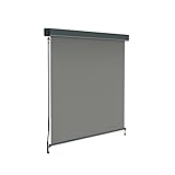 paramondo Außenrollo Senkrechtmarkise 2000 Balkonmarkise Balkonrollo Sonnenschutz, mit Kassette & Kurbelbedienung, 120 x 250 cm, Grau, G