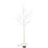 SPRINGOS Deko-Baum LED Birkenbaum 150 cm 72 LEDs Warmweiß Kunstbaum Weihnachten Wohnaccessoires Indoor Outdoor