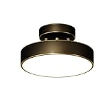 JISHUBO Um 350 Grad verstellbare runde Kupfer-Deckenleuchte, dreifarbige Deckenleuchte, LED-Unterputz-Deckenleuchte, Acryl-Lampenschirm-Panel-Lampe, Schlafzimmer-Veranda-Dekorationslampen