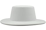 Erwachsene Damen Herren Flat Top Hut Fedora Hüte Trilby Caps Panama Hut Jazz Cap, Weiß, 7 / 7 1/8