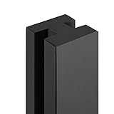 Glashalter Glasklemme Glas Terrasse Geländer System Schwarz, Glaszaunpfosten Quadratisch Mit Sockel Für 10mm Glas/ Holz/ Kunststoff/ Metall Platte, Outdoor Windschutz Säule ( Color : Middle Post , S