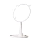 Makeup Mirror with Lamp LED White Cat Mirror Charging Desk Lamp Smart Desktop Dressing Mirror White 1630cm Mirror Diameter 15cm