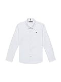 Tommy Hilfiger Jungen Solid Stretch Poplin Shirt L/S Freizeithemden, White, 12 Years