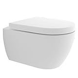 Wandhängendes WC mit Hygienedusche + Abnehmbarer WC-Sitz D-Form inkl. Absenkautomatik | 2 in 1 BIDET & WC | Taharet WC ästetische & platzsparende Ausführung | passend zu GEBERIT