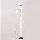 DFGSD Verstellbare Schwarze Stehlampe - Moderne Stehlampe für Wohnzimmer/Bürolampe - Hohe Mutter-Tochter-Lichter mit seitlichem Leselicht Ecklampe Black