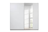 Rauch Möbel Santiago Schrank Schwebetürenschrank Weiß mit Spiegel 2-türig inkl. Zubehörpaket Classic 4 Einlegeböden, 2 Kleiderstangen, 1 Hakenleiste, BxHxT 218x210x59 cm